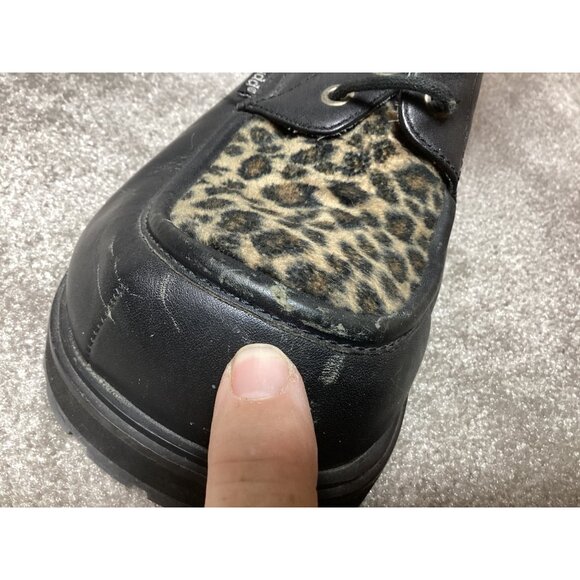 Vintage Mudd Leather & Leopard Print Lace-Up Boots Size 9M Grunge Moto Punk Y2K - Picture 8 of 11